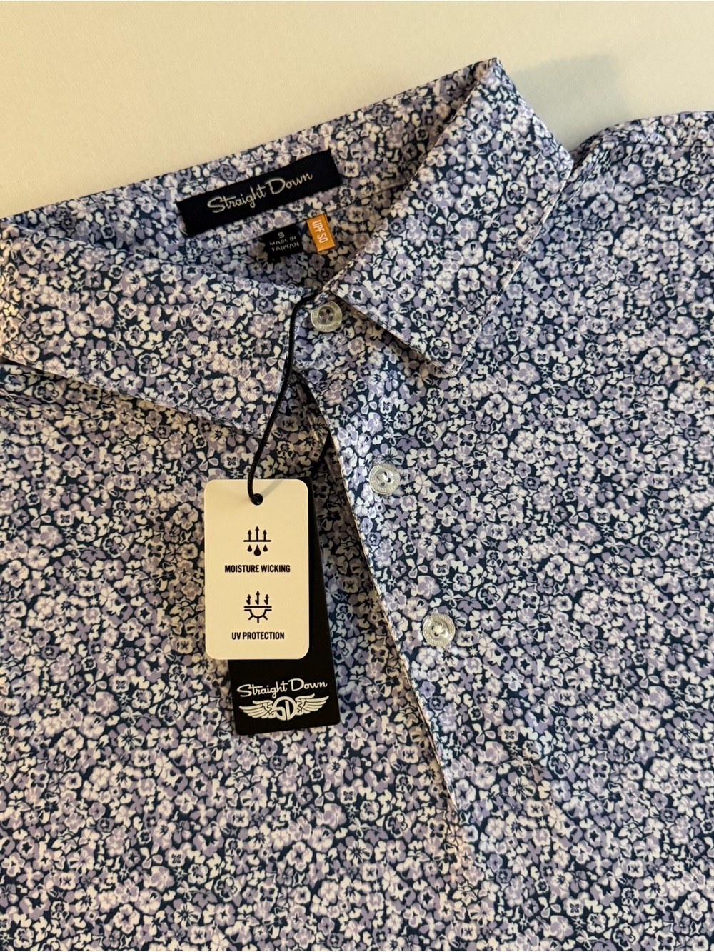 Straight Down Floral Golf Polo S Performance Stretch Shirt